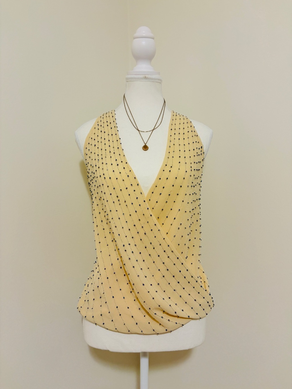 |BKE Boutique| Women’s Cream Embellished Wrap Halter Top